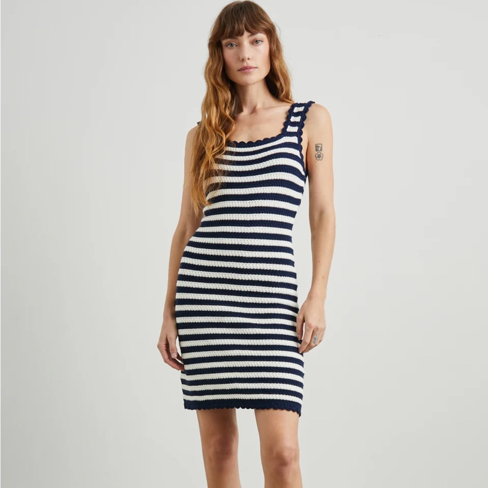 Rails Navy and White Striped Knit Mini Dress